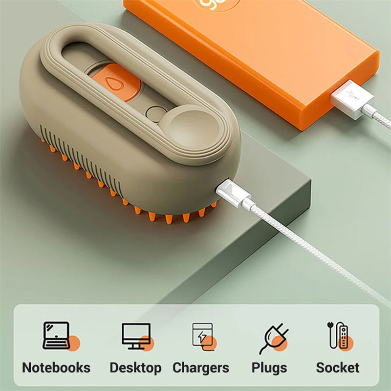 3-in-1 Electric Steam Pet Grooming Brush QUALIZON LLC